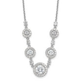 Cheryl M Sterling Silver Rhodium-Rhodium-Plated Brilliant-cut CZ Fancy Halo Circles 18 Inch Necklace